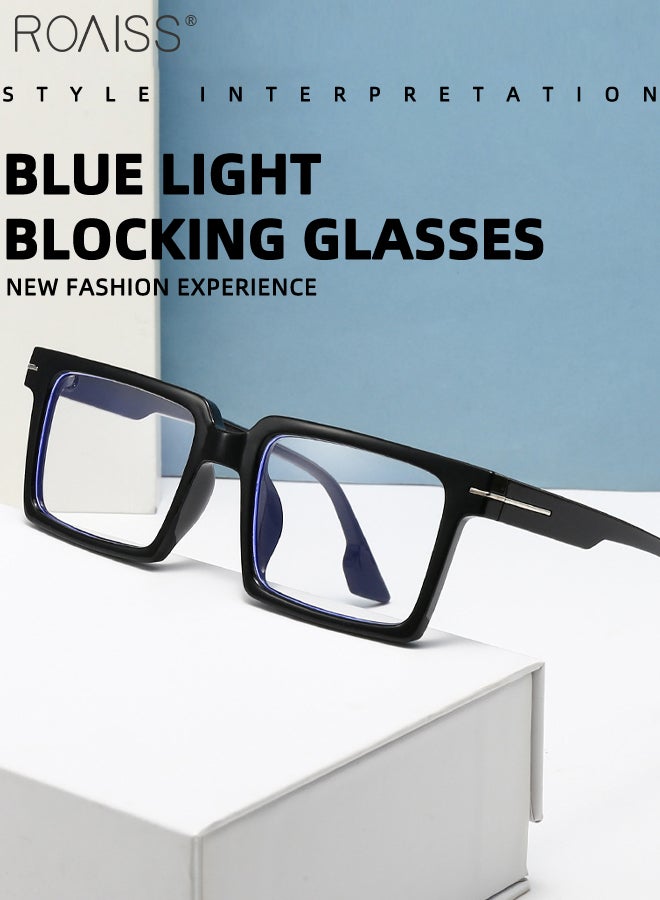 roaiss 3 Pcs Blue Light Blocking Glasses for Women Men, Blue Light Filter, Retro Rectangular Computer Glasses Anti Eye Strain UV Glare, Gaming Glasses 60mm - Image 1